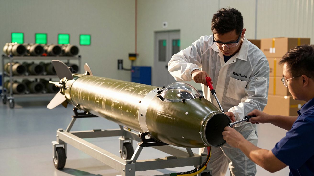 Două persoane lucrează la un dispozitiv tehnologic mare, cilindric, într-un atelier industrial.